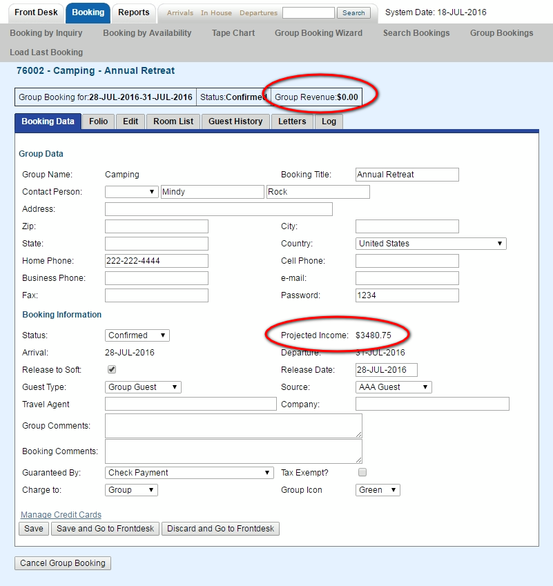 MyPMS Documentation > Group Booking Header > Group Booking Projected Income and Group Revenue.png