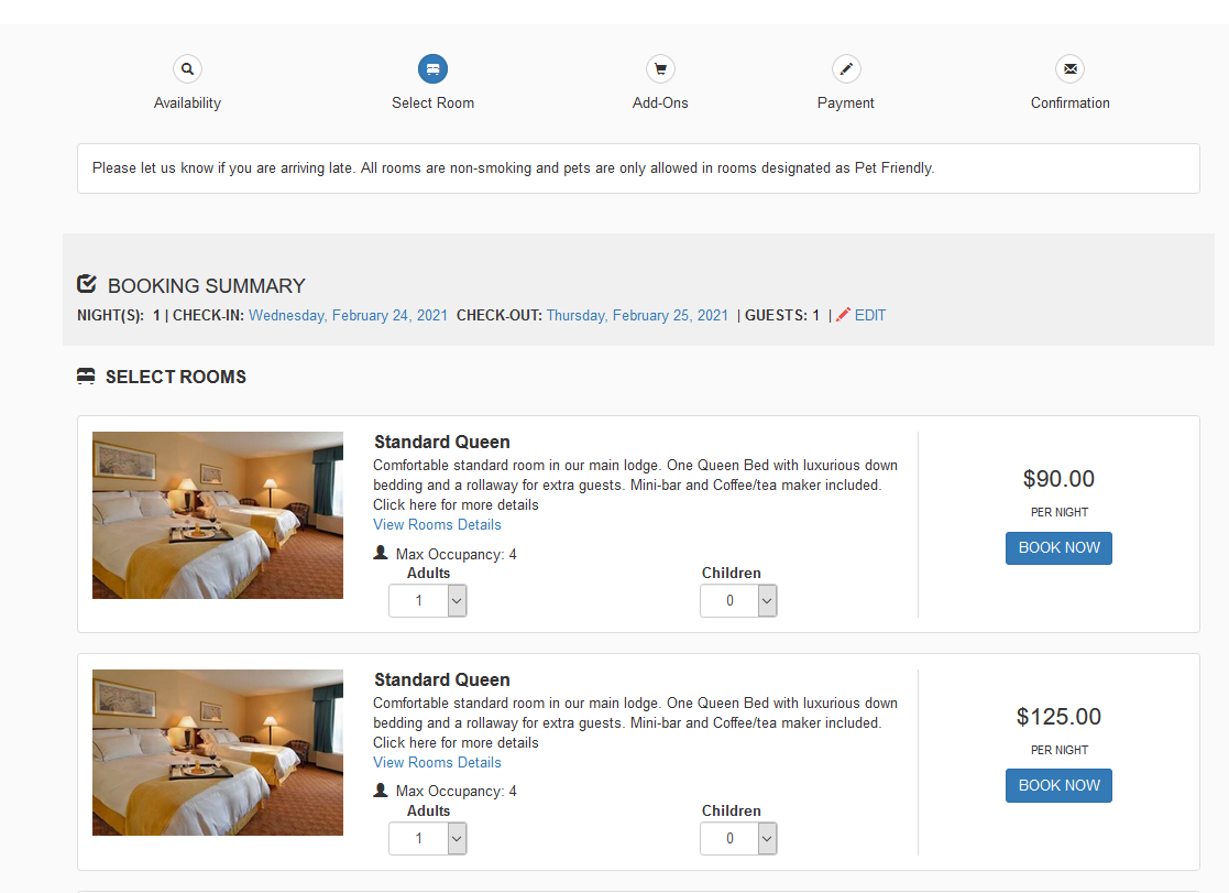 Select Room Booking Engine Template 01 and 03