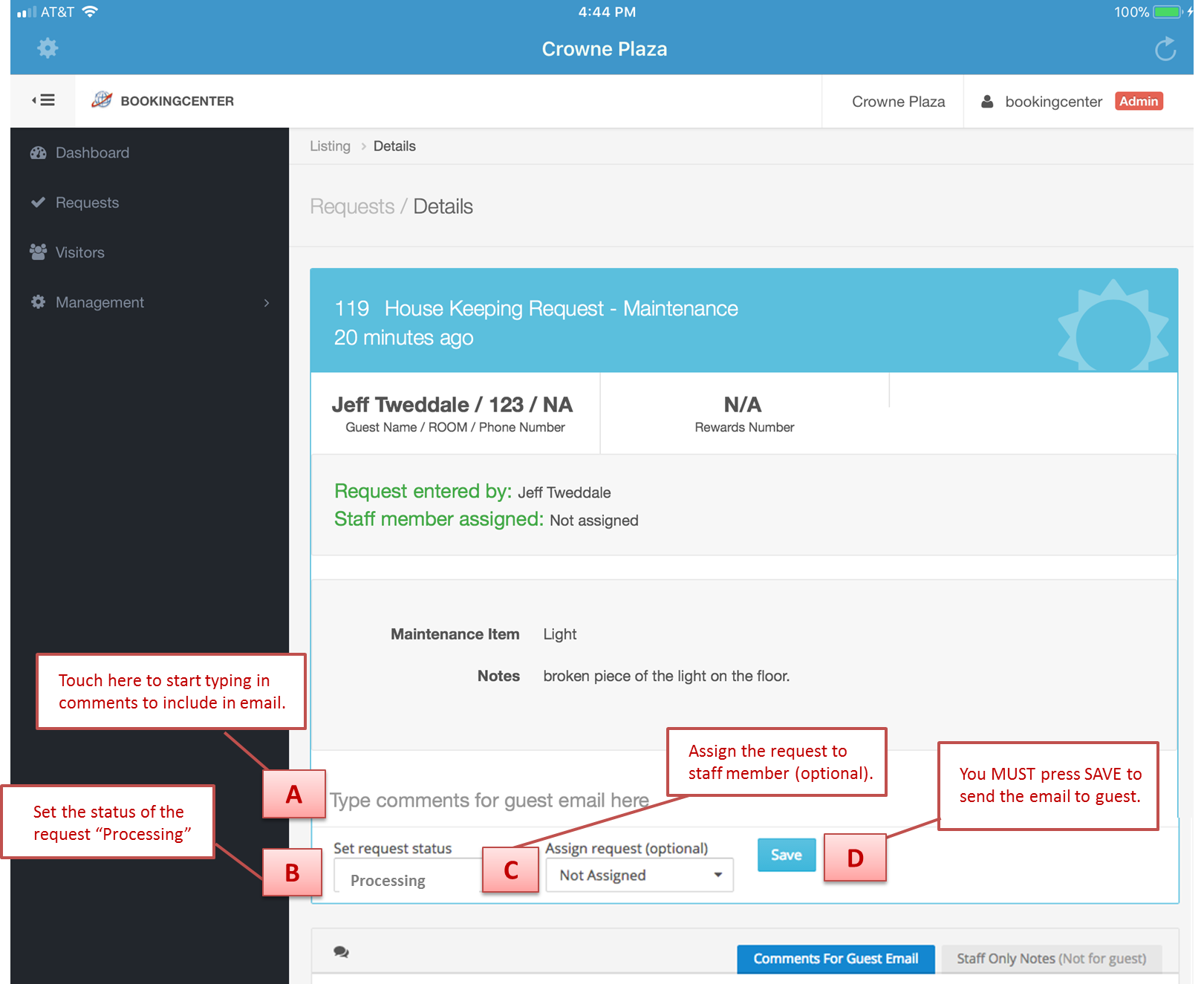 MyPMS Documentation > MyGuest | Handling Requests, Notifications, and 'Escalated Requests' > MyGuest Handling Request Processing Steps.png